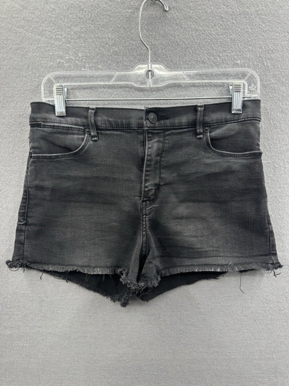 Abercrombie & Fitch Jean Shorts Size 27/2 Women Mid Rise Cut-Off Black Dark Wash